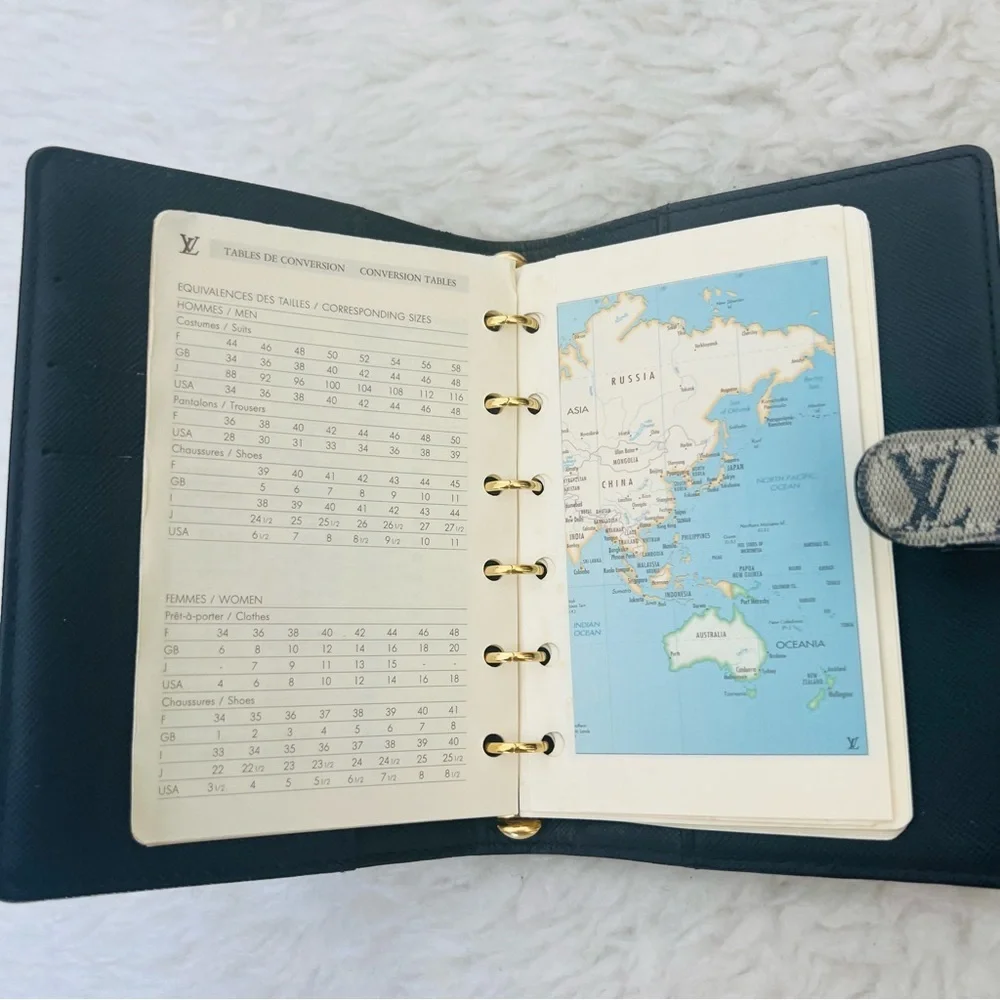 Louis Vuitton Mini Lin Monogram Canvas Leather Agenda Memo Book Cover w/ LVnotes - Picture 12 of 16